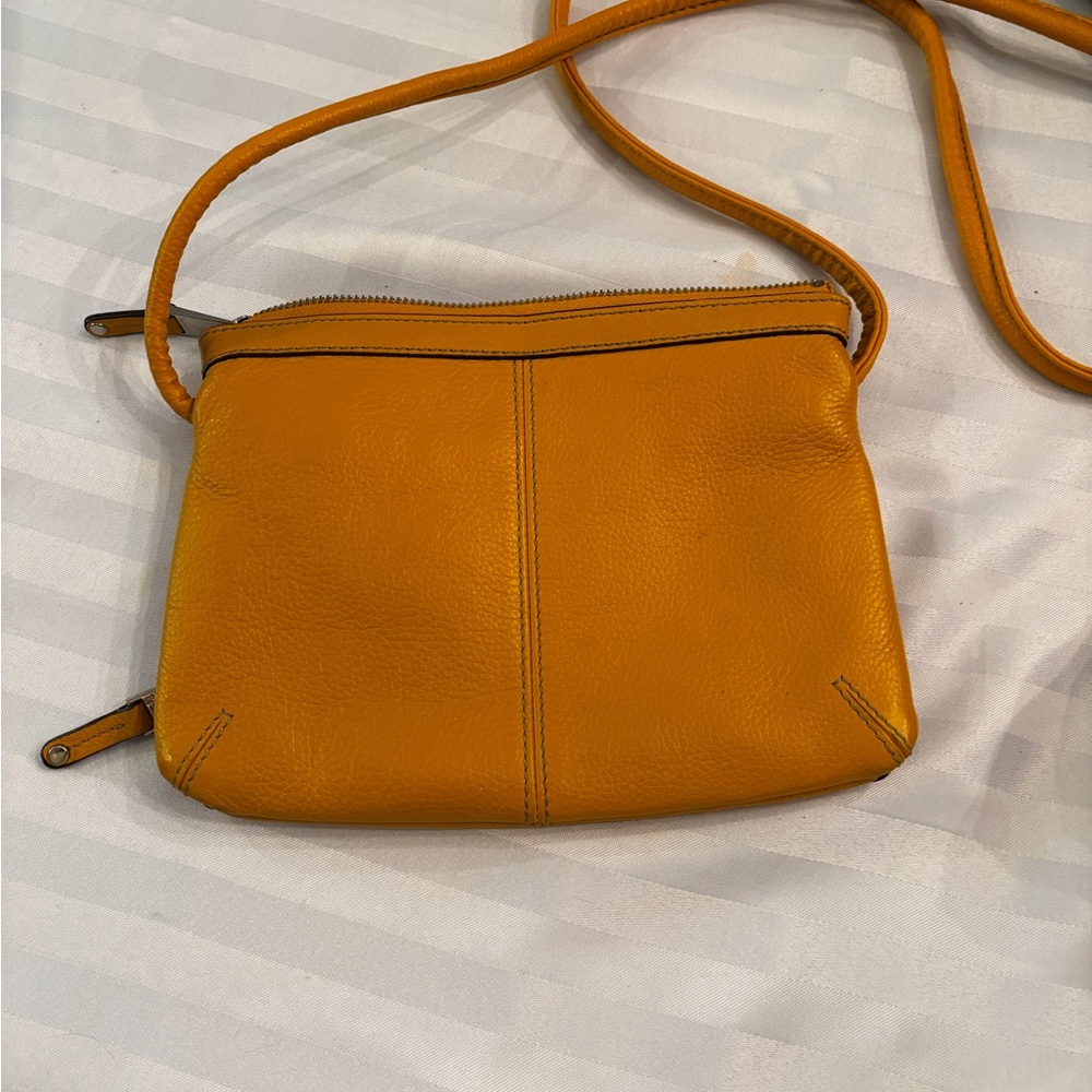 Elegant Tignanello Mustard Crossbody Bag